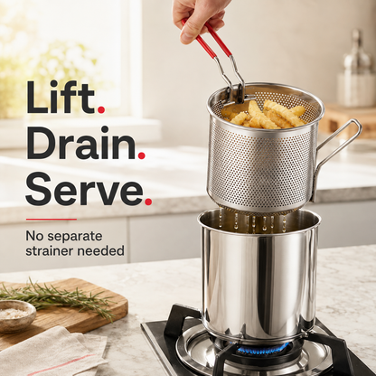 Personal Mini Deep Fryer Set – Stainless Steel with Draining Basket