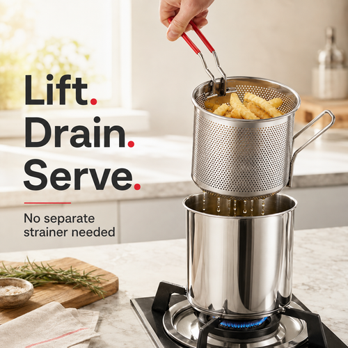 Personal Mini Deep Fryer Set – Stainless Steel with Draining Basket