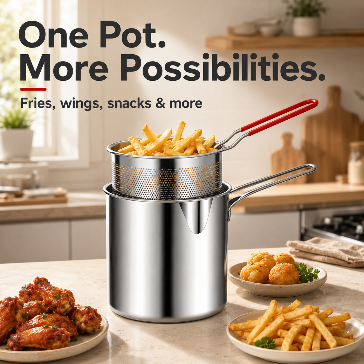 Personal Mini Deep Fryer Set – Stainless Steel with Draining Basket