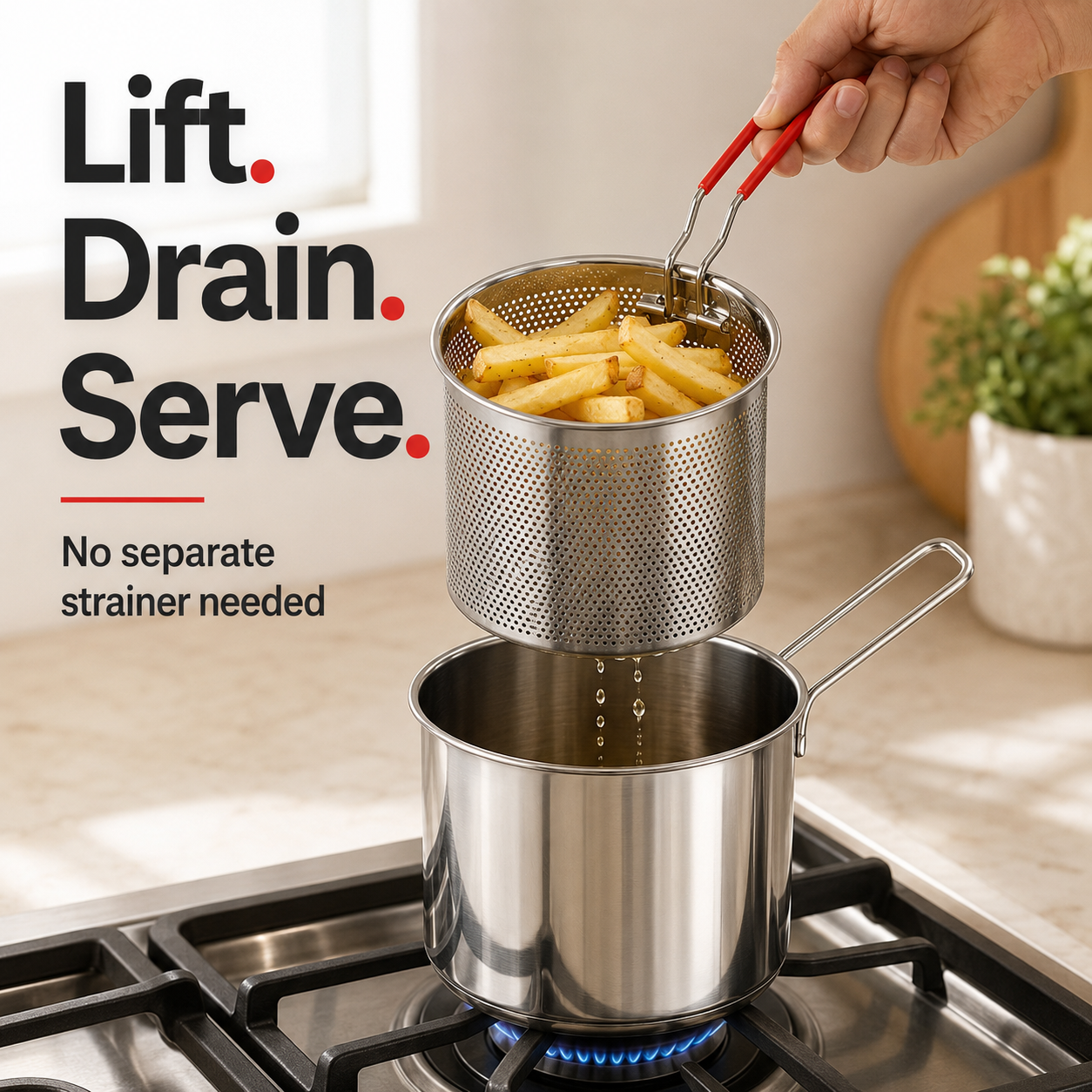 Personal Mini Deep Fryer Set – Stainless Steel with Draining Basket