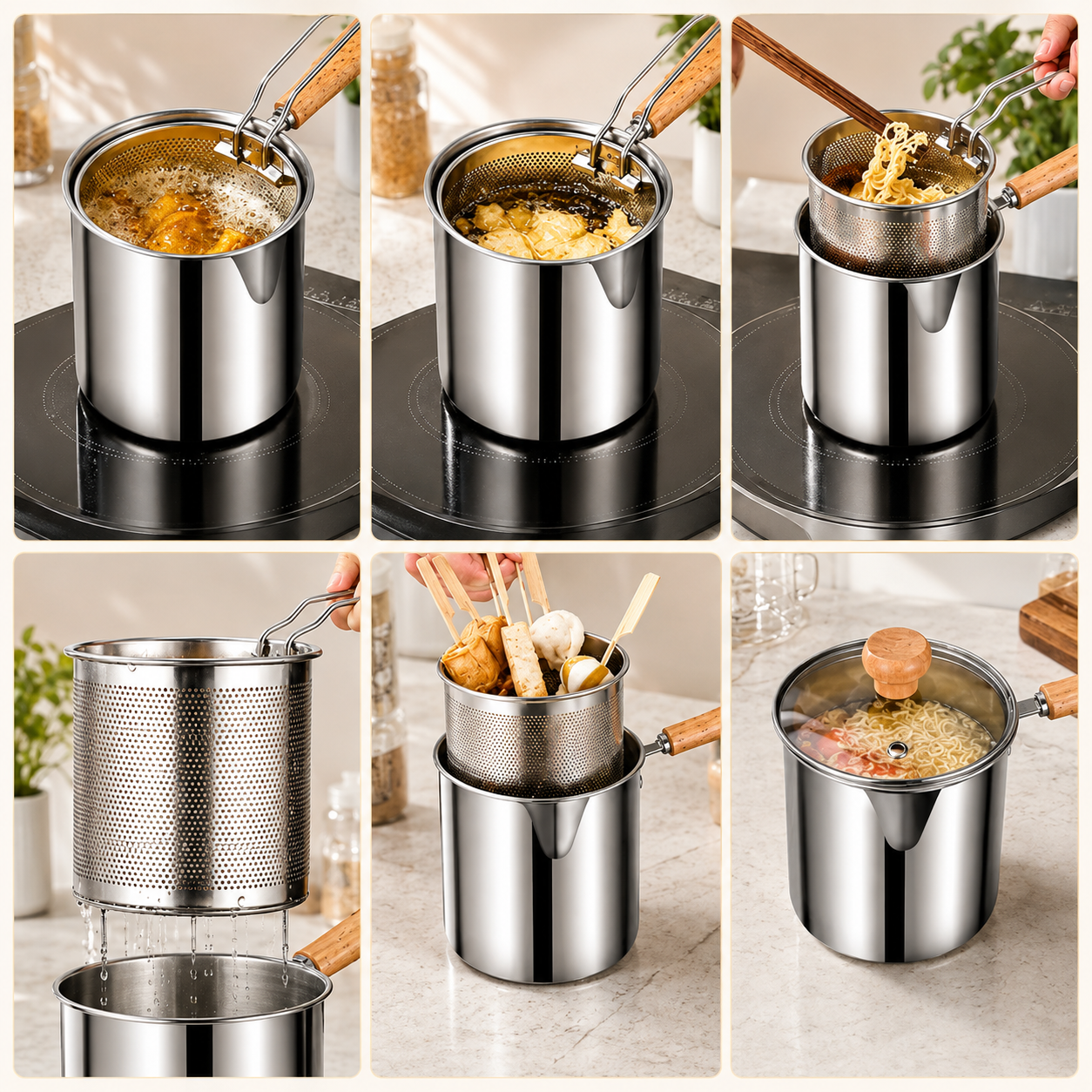 Personal Mini Deep Fryer Set – Stainless Steel with Draining Basket