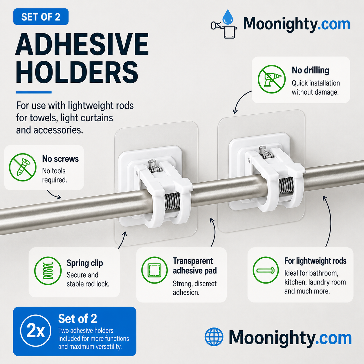 🔥Nail-Free Adjustable Curtain Rod Hooks