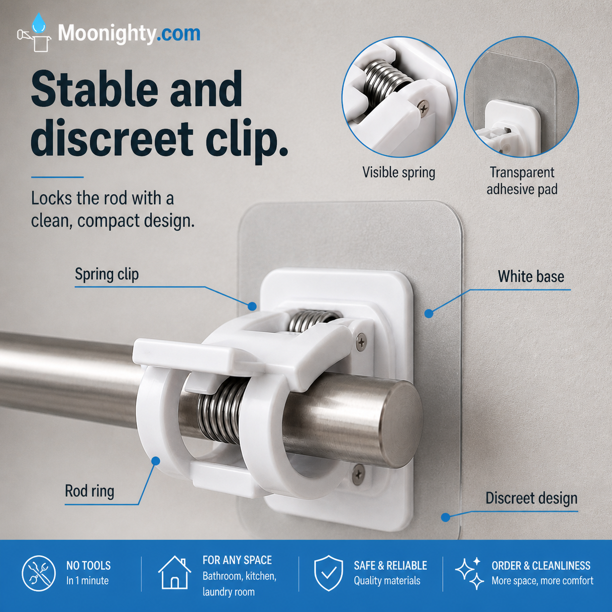 🔥Nail-Free Adjustable Curtain Rod Hooks