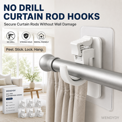 🔥Nail-Free Adjustable Curtain Rod Hooks