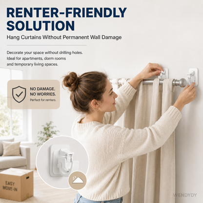 🔥Nail-Free Adjustable Curtain Rod Hooks