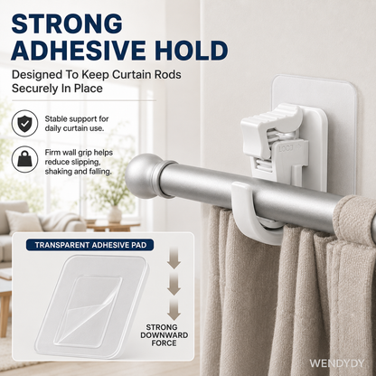 🔥Nail-Free Adjustable Curtain Rod Hooks