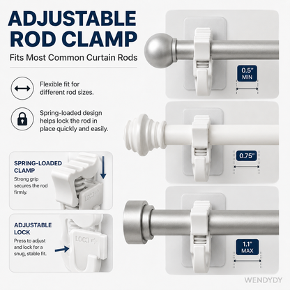 🔥Nail-Free Adjustable Curtain Rod Hooks