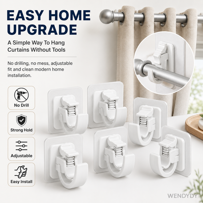 🔥Nail-Free Adjustable Curtain Rod Hooks