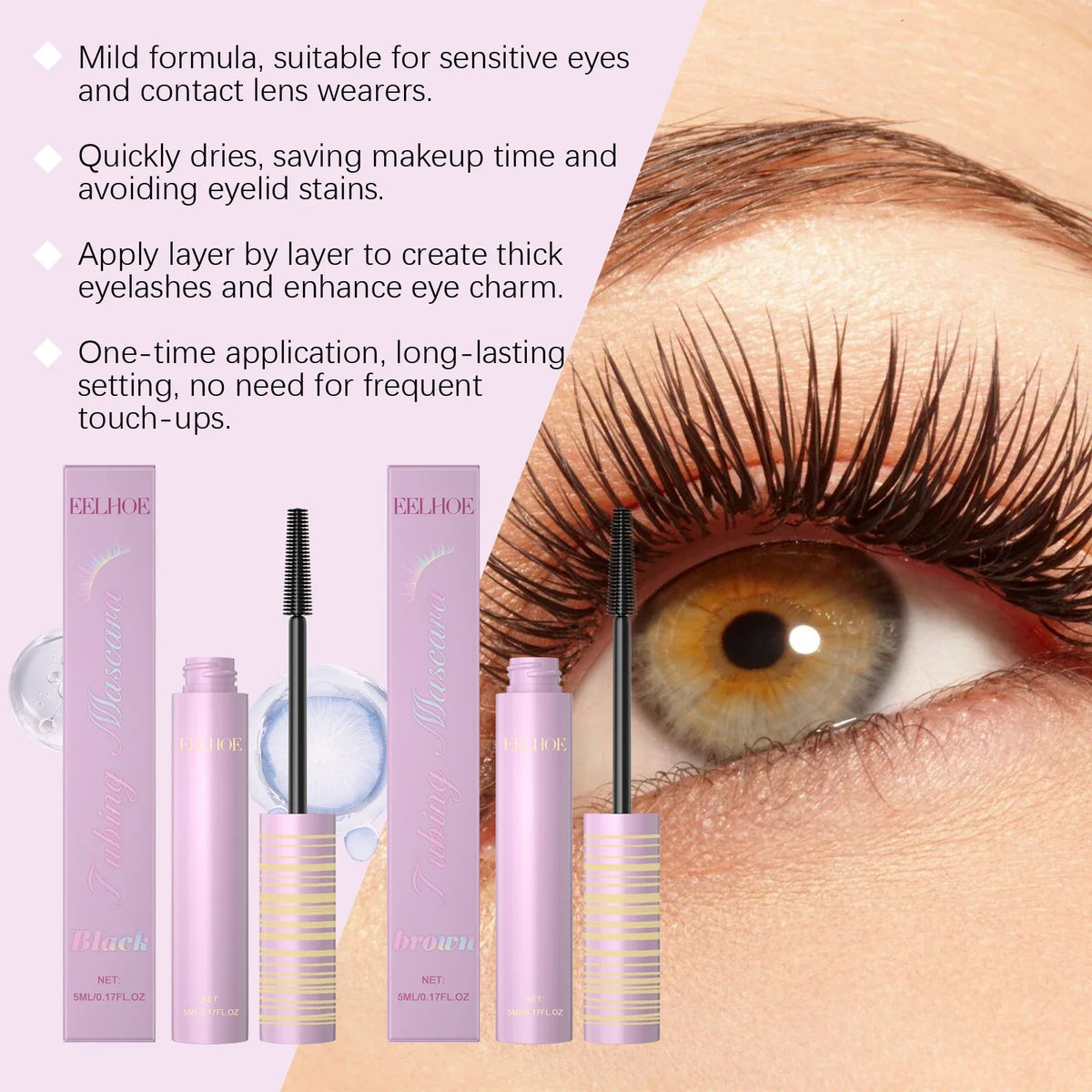 Black Brown Mascara Lengthens Eyelashes Curling Natural Fast Dry Silk Fiber Matte Waterproof Eye Lashes Makeup Mascara Comestics