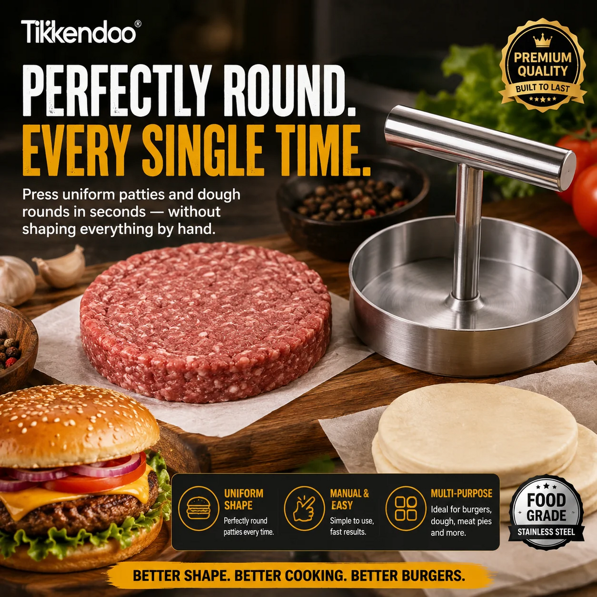 Burger Patty Press – Perfectly Shaped Patties Every Time