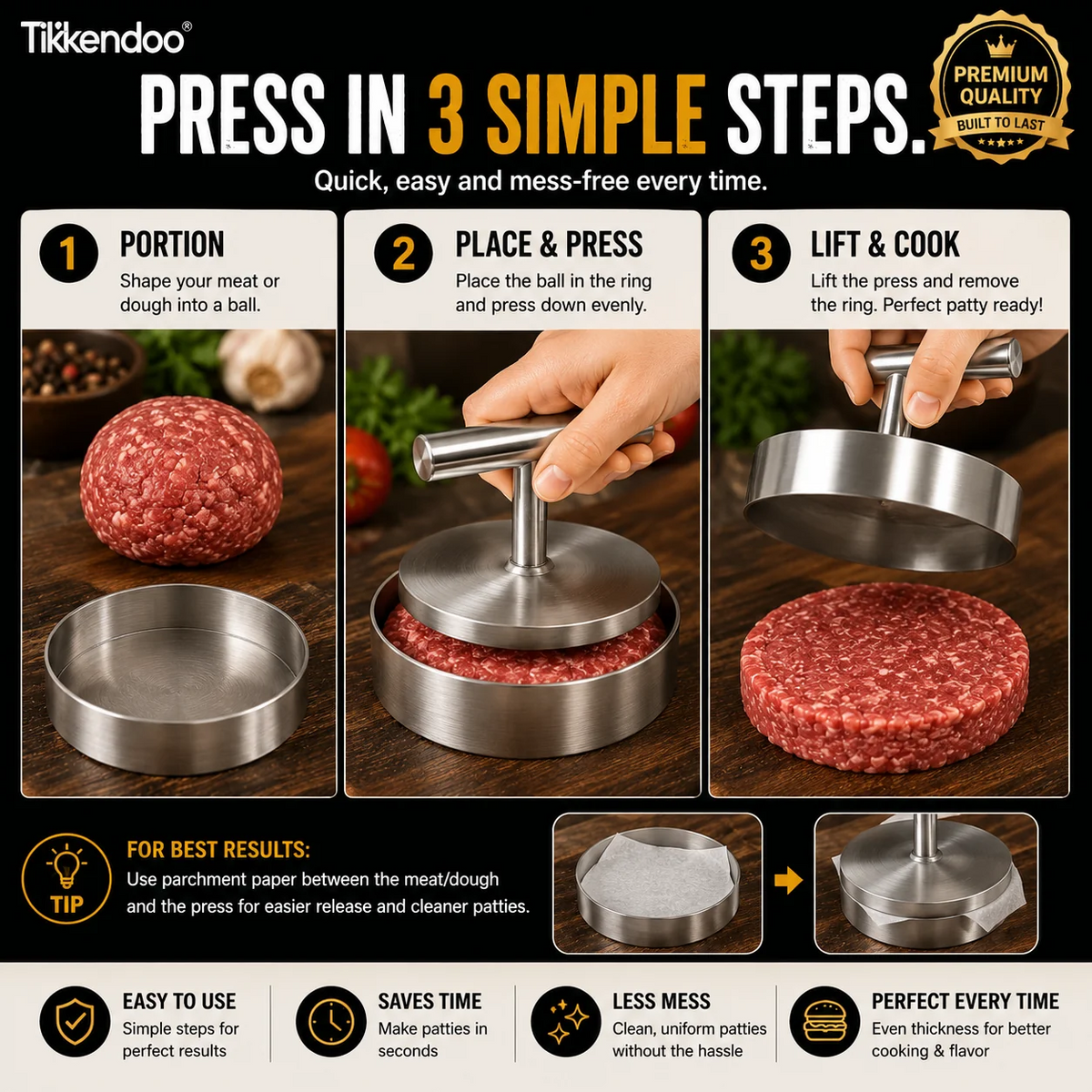 Burger Patty Press – Perfectly Shaped Patties Every Time