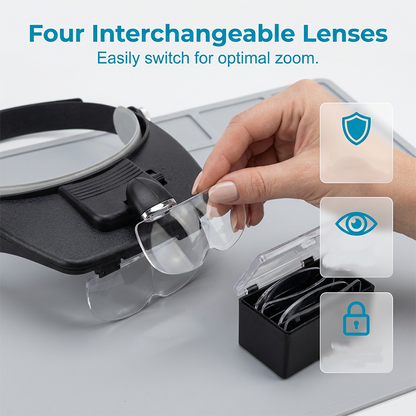 🔦 50% OFF NOW! ⏰ LED Headband Magnifier with 4 Lenses – Adjustable focus & hands-free – Perfect for soldering, crafting or reading – bright light and comfortable fit 🔍