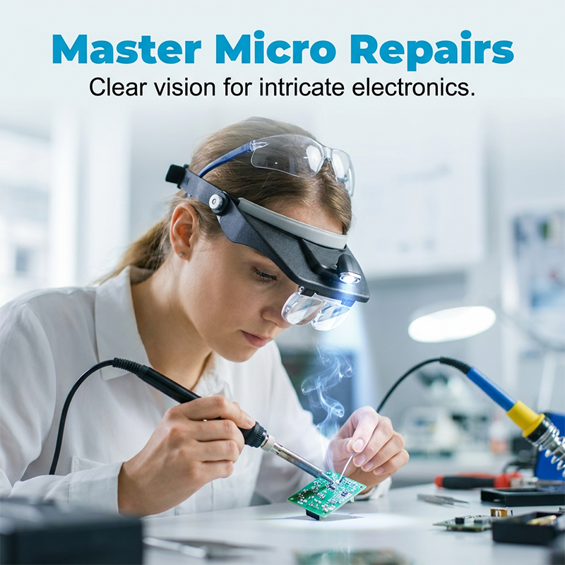 🔦 50% OFF NOW! ⏰ LED Headband Magnifier with 4 Lenses – Adjustable focus & hands-free – Perfect for soldering, crafting or reading – bright light and comfortable fit 🔍