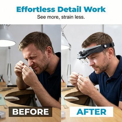 🔦 50% OFF NOW! ⏰ LED Headband Magnifier with 4 Lenses – Adjustable focus & hands-free – Perfect for soldering, crafting or reading – bright light and comfortable fit 🔍