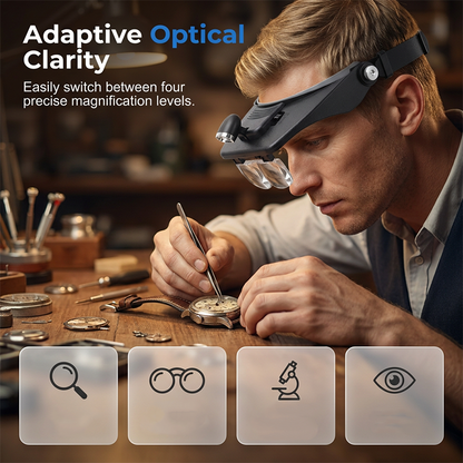 🔦 50% OFF NOW! ⏰ LED Headband Magnifier with 4 Lenses – Adjustable focus & hands-free – Perfect for soldering, crafting or reading – bright light and comfortable fit 🔍