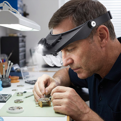 🔦 50% OFF NOW! ⏰ LED Headband Magnifier with 4 Lenses – Adjustable focus & hands-free – Perfect for soldering, crafting or reading – bright light and comfortable fit 🔍