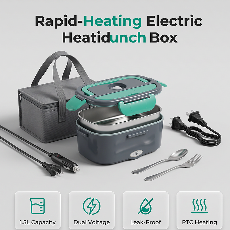 🎉2026 Flash Sale-Over 39000 Sold!🍱2-in-1 Portable Electric Heating Lunch Box｜12V Car & 230V Home Dual Use,1.5L Stainless Steel,60W Fast Heating 🔌✨
