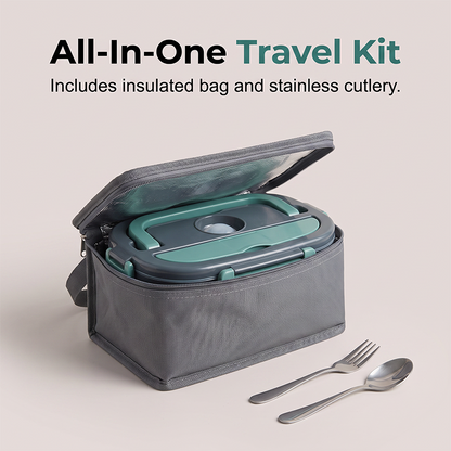 🎉2026 Flash Sale-Over 39000 Sold!🍱2-in-1 Portable Electric Heating Lunch Box｜12V Car & 230V Home Dual Use,1.5L Stainless Steel,60W Fast Heating 🔌✨