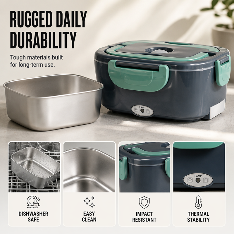 🎉2026 Flash Sale-Over 39000 Sold!🍱2-in-1 Portable Electric Heating Lunch Box｜12V Car & 230V Home Dual Use,1.5L Stainless Steel,60W Fast Heating 🔌✨