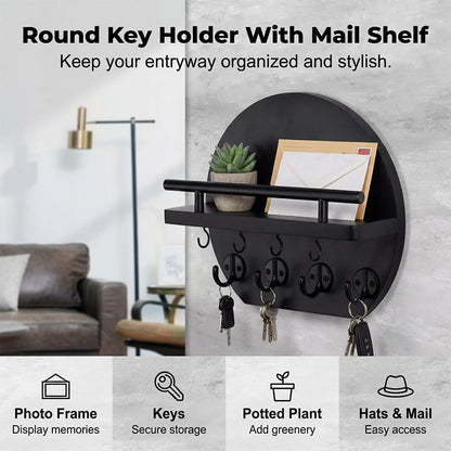 🏠 49% OFF NOW! 🔑 Wall Mount Key Holder with Shelf & Hooks – Space-saving, sturdy & easy install – Organize keys & mail at your entryway ✨