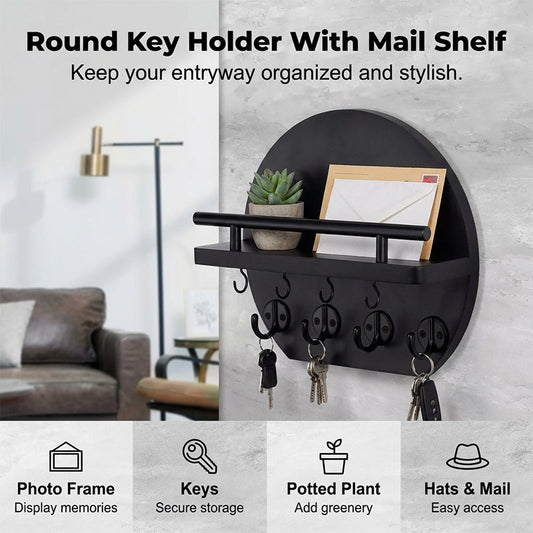 🏠 49% OFF NOW! 🔑 Wall Mount Key Holder with Shelf & Hooks – Space-saving, sturdy & easy install – Organize keys & mail at your entryway ✨