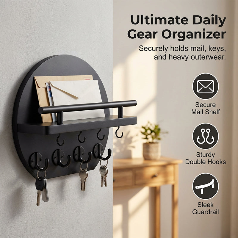 🏠 49% OFF NOW! 🔑 Wall Mount Key Holder with Shelf & Hooks – Space-saving, sturdy & easy install – Organize keys & mail at your entryway ✨