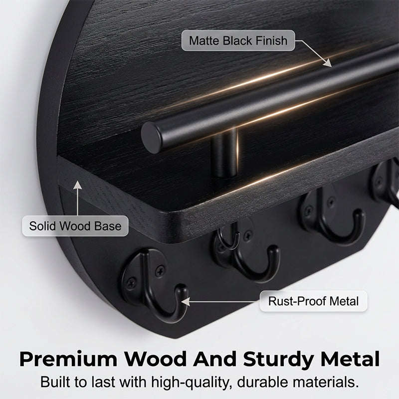 🏠 49% OFF NOW! 🔑 Wall Mount Key Holder with Shelf & Hooks – Space-saving, sturdy & easy install – Organize keys & mail at your entryway ✨