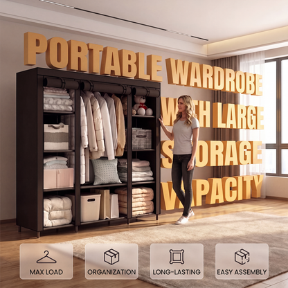 ⏳🔥LIMITED-TIME 49% OFF! ⏰Easy-to-assemble non-woven fabric wardrobe